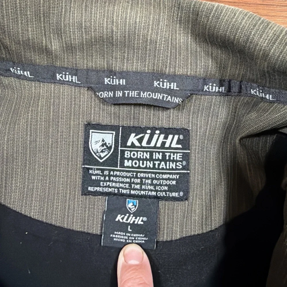 Kuhl Burr Jacket Mens Sz L Army Green Vintage Patina Dye Lined Canvas Chore Hike